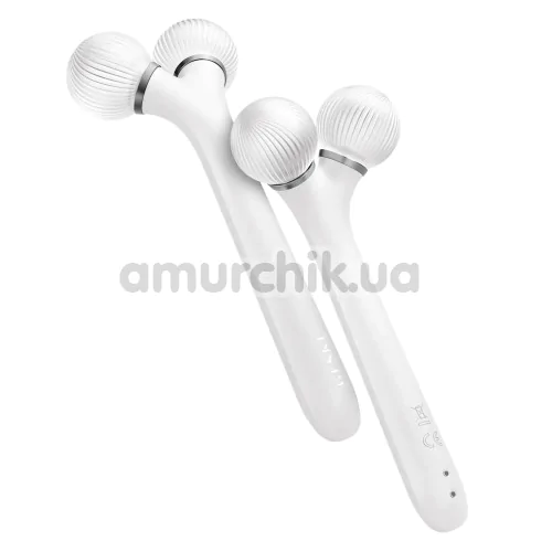 Ультразвуковий масажер для обличчя Geske Sonic Facial Roller 4 in 1, білий