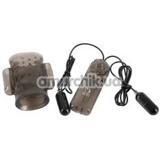 Вібронасадка на пеніс Masturbation Cock Sleeve With Vibration, сіра - Фото №1