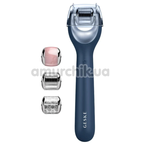 Масажер-ролер для обличчя з мікроголками Geske MicroNeedle Face Roller 9 in 1, синій - Фото №1