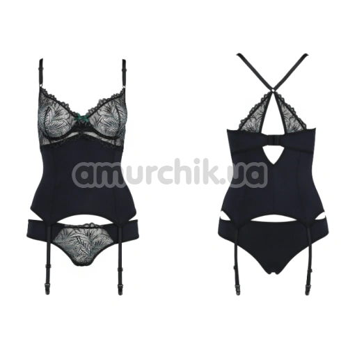 Комплект Passion Free Your Senses Floris Chemise, чорний: корсет + трусики