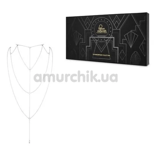 Прикраса для тіла Bijoux Indiscrets The Magnifique Collection Back and Cleavage Chain, срібна