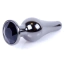 Анальна пробка з чорним кристалом Exclusivity Jewellery Dark Silver Long Plug, срібна - Фото №1