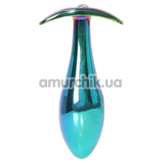 Анальная пробка с прозрачным кристаллом Exclusivity Jewellery Multicolour Straight Plug L, радужная - Фото №1
