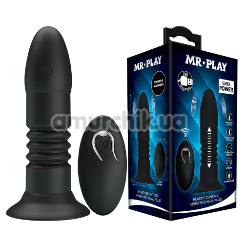 Анальная пробка с вибрацией и толчками MR Play Remote Control Vibrating Anal Plug, черная