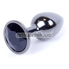 Анальная пробка с черным кристаллом Exclusivity Jewellery Dark Silver Plug, серебряная - Фото №1