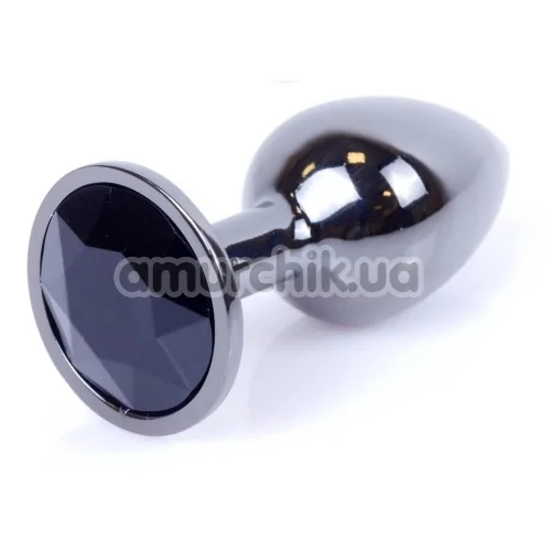 Анальна пробка із чорним кристалом Exclusivity Jewellery Dark Silver Plug, срібна - Фото №1