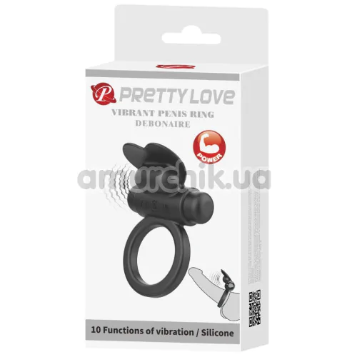 Виброкольцо для члена Pretty Love Vibrant Penis Ring Debonaire, черное