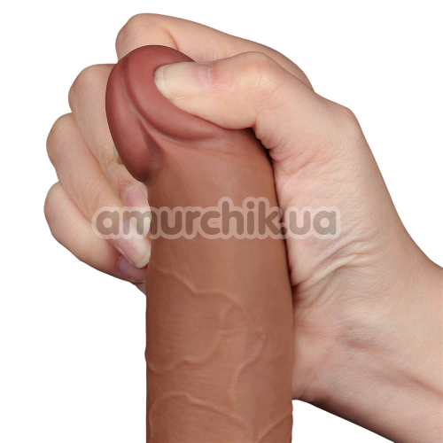 Фаллоимитатор Sliding-Skin Dual Layer Dong 7.5 с маленькой мошонкой, светло-коричневый