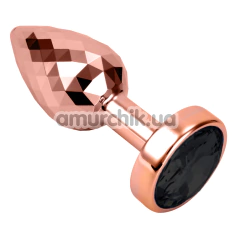 Анальна пробка з чорним кристалом Seamless Butt Plug Starting Small, рожево-золота - Фото №1