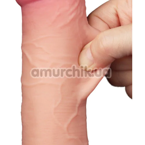 Фалоімітатор Sliding-Skin Dual Layer Dong 8 з маленькою мошонкою, тілесний