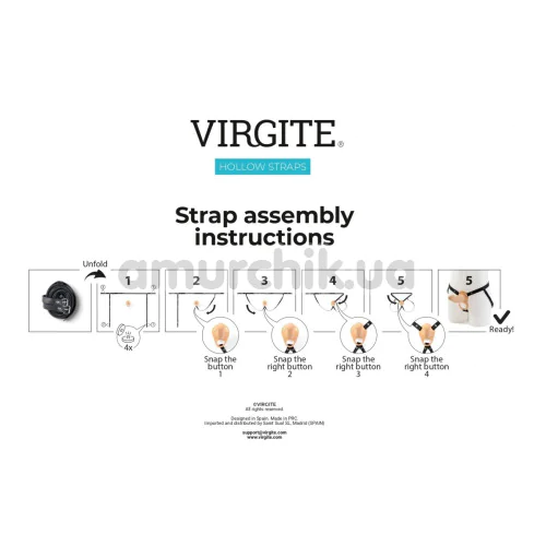 Полый страпон с вибрацией Virgite H4 L, черный