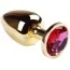 Анальна пробка з рожевим кристалом SWAROVSKI Gold Pink-Rhodolite Big, золота