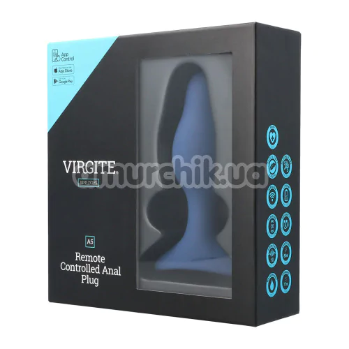Анальная пробка с вибрацией Virgite Remote Controlled Anal Plug E5, синяя