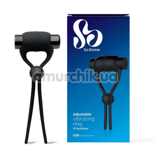 Виброкольцо для члена So Divine Adjustable Vibrating Ring, черное