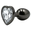 Анальна пробка з прозорим кристалом Alume Metal Heart Plug S, чорна - Фото №4