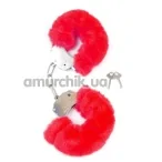 Наручники Boss Series Fetish Furry Cuffs, красные - Фото №1