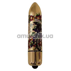 Клиторальный вибратор Rocks-Off Lal Hardy RO-120mm 10 Speed Pleasure Me Panther, золотой - Фото №1