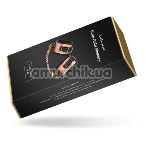 Фиксаторы для ног Liebe Seele Rose Gold Memory Leather Ankle Cuffs with Faux Fur Lining, золото-черные