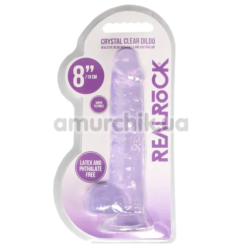 Фаллоимитатор Realrock Crystal Clear Dildo Realistic 8, фиолетовый