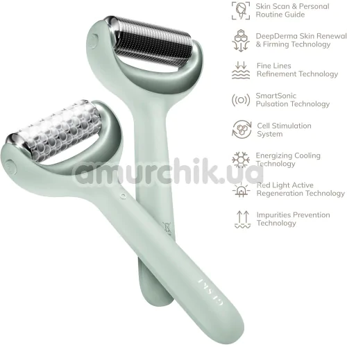 Массажер-роллер для лица и тела с микроиглами Geske MicroNeedle Face & Body Roller 8 in 1, зеленый