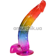 Фаллоимитатор Doc Johnson Crystal Jellies Realistic Cock With Balls 9.5, радужный - Фото №1
