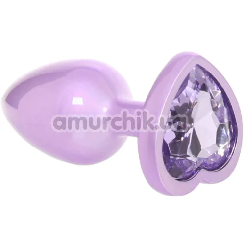 Анальна пробка з фіолетовим кристалом Jewel Small Amethyst Heart Plug, фіолетова