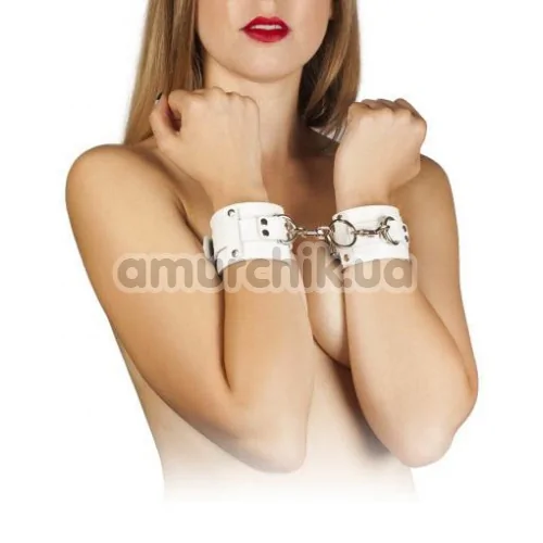 Фіксатори для рук Leather Dominant Hand Cuffs, білі