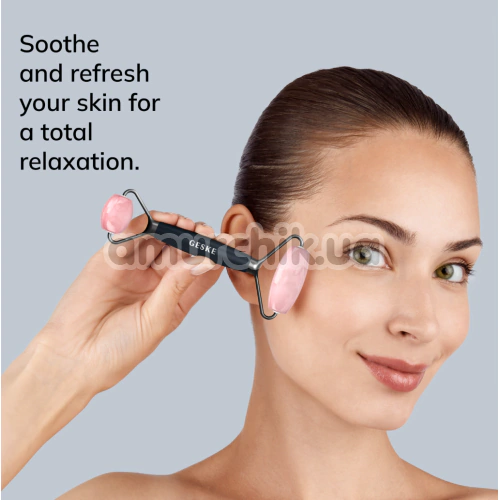 Роликовый массажер Geske Rose Quartz Face & Body Roller 5 in 1, черный
