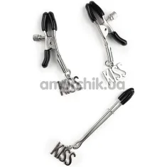 Зажимы для сосков и клитора Art of Sex Nipple And Clit Сlamps Kiss, серебряные - Фото №1