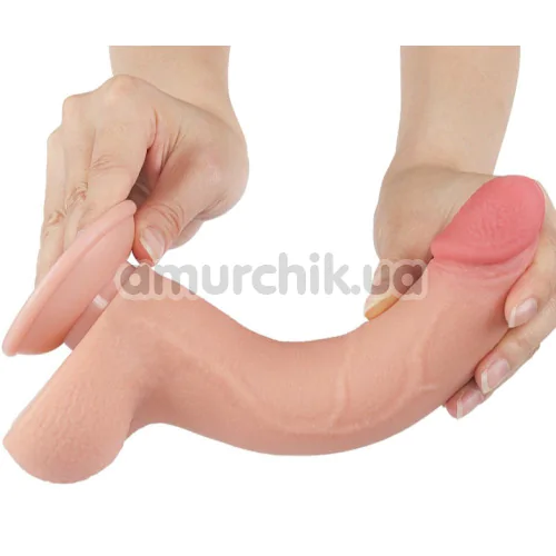 Фаллоимитатор Sliding-Skin Dual Layer Dong 8.5 с мошонкой, телесный
