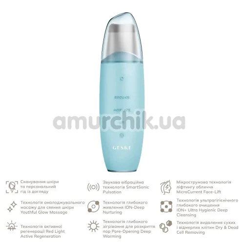 Микротоковый скрабер для кожи лица Geske MicroCurrent Skin Scrubber & Blackhead Remover 9 in 1, бирюзовый