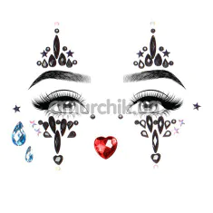 Прикраса для обличчя Harlequin Clown Jewels Sticker, чорна - Фото №1