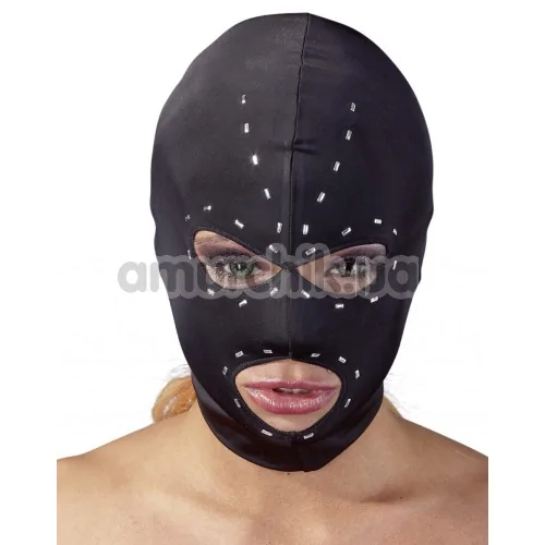 Маска со стразами Bad Kitty Kopfmaske Nieten, черная