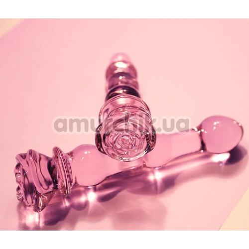 Фаллоимитатор Glaze Glass Rosebud Beaded Dildo 8, розовый