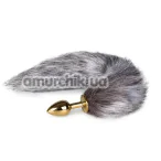 Анальна пробка з сірим лисячим хвостиком Easy Toys Fox Tail Plug, золота - Фото №1