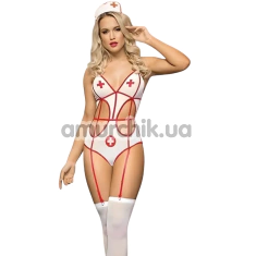 Костюм медсестры Sunspice 81541, бело-красный: боди + головной убор + чулки - Фото №1
