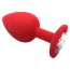 Анальная пробка с прозрачным кристаллом Silicone Anal Plug Round Large, красная - Фото №1