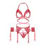 Комплект Leg Avenue Eyelash Lace Open Cup, красный: бюстгальтер + трусики-стринги + пояс для чулок + манжеты - Фото №7
