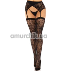 Комплект Leg Avenue Lace Thigh Highs & Garterbelt, чорний: панчохи + пояс - Фото №1