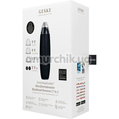 Микродермабразионное устройство для удаления черных точек Geske MicroDermabrasion Blackhead Remover 7 in 1, черное