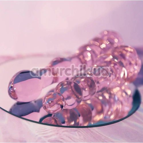 Фаллоимитатор Glaze Glass Rosebud Beaded Dildo 8, розовый
