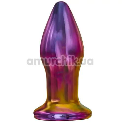 Анальная пробка с вибрацией Glamour Glass Remote Vibe Plug, радужная - Фото №1