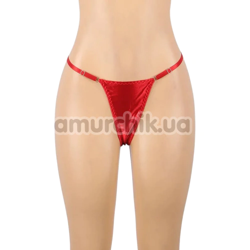 Комплект Star Night Openable Bow Sexy Bra Set, красный: бюстгальтер + трусики-стринги + гартеры