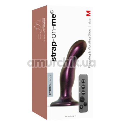 Вібратор для точки G Strap-On-Me Fingering & Vibrating Dildo M, фіолетовий