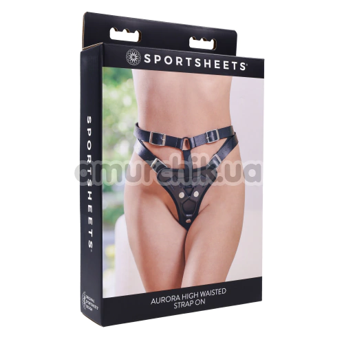 Трусики для страпона Sportsheets Aurora High Waisted Strap On, чорні