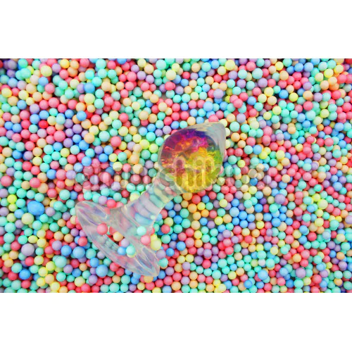 Анальная пробка Crystal Oval Base Butt Plug Small, разноцветная