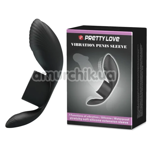 Виброкольцо для члена Pretty Love Vibration Penis Sleeve, черная