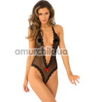 Боди Open Back Lace & Net Teddy, черное - Фото №1