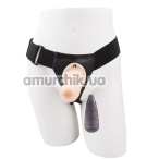 Порожній страпон з вібрацією Hi-Basic Basic Vibrating Strap On Harness, тілесний - Фото №1