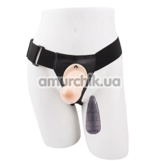 Полый страпон с вибрацией Hi-Basic Basic Vibrating Strap On Harness, телесный - Фото №1